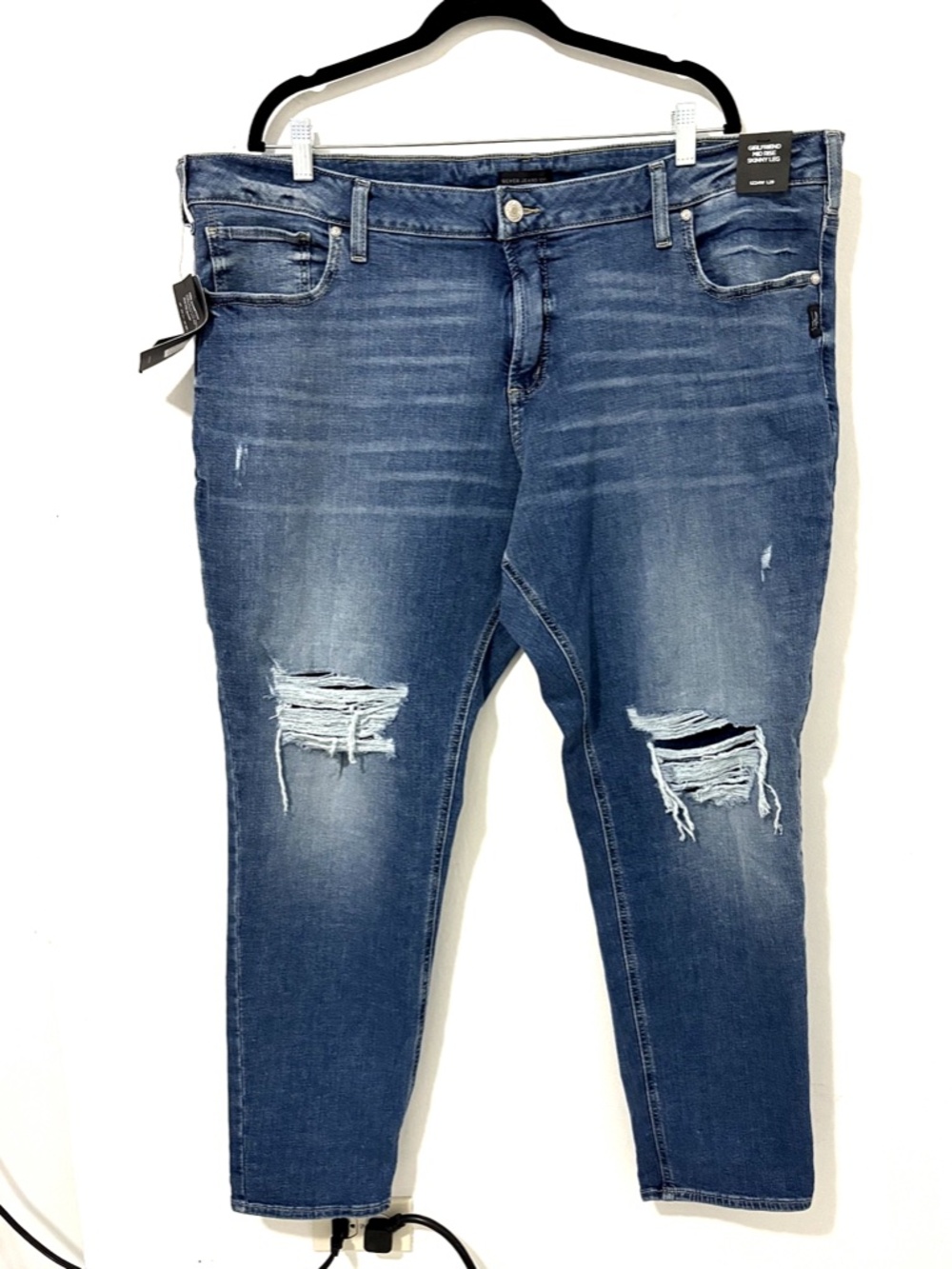 NWT Silver Jeans Co Girlfriend Mid Rise Skinny Leg Womens Size 24W x 29 Inseam - Picture 2 of 8